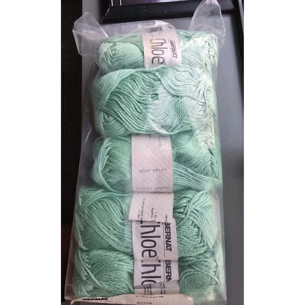 VTG Bernat Chloe 100% Mercerized Cotton Yarn Lot of 10 Green 37788 Dye 2909